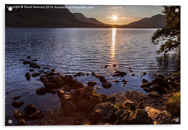  Crummock Water sunset Acrylic by Stuart Gennery