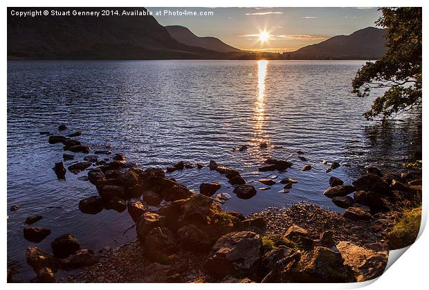  Crummock Water sunset Print by Stuart Gennery