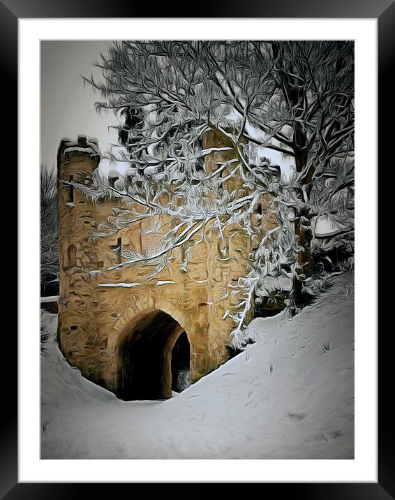  Reigate Castle in Winter Framed Mounted Print by Andy Huntley