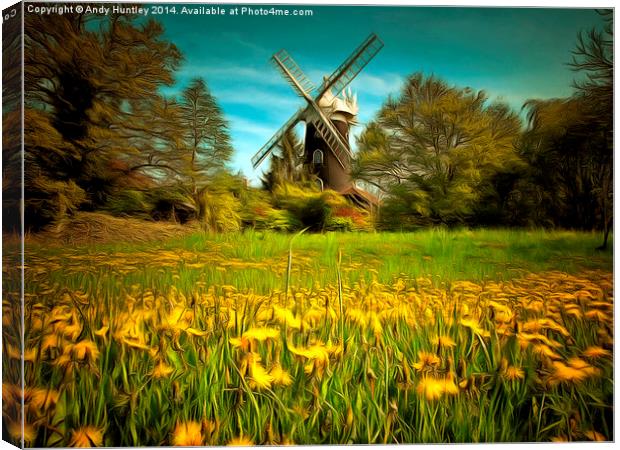 Wray Common Windmill  Canvas Print by Andy Huntley