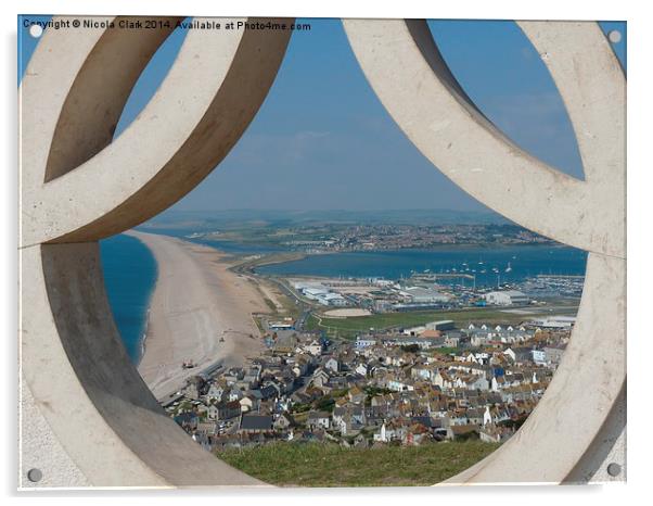 Chesil Beach Through Olympic Rings Acrylic by Nicola Clark