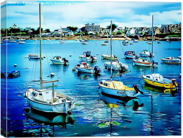  A View Across Roscoff Harbour Canvas Print by Mike Marsden
