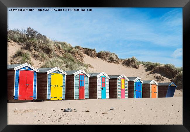 Saunton Sands Beach Huts Framed Print by Martin Parratt