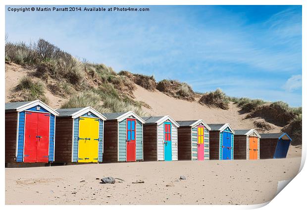 Saunton Sands Beach Huts Print by Martin Parratt