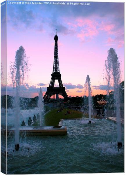  Tour Eiffel at Sunset Canvas Print by Mike Marsden