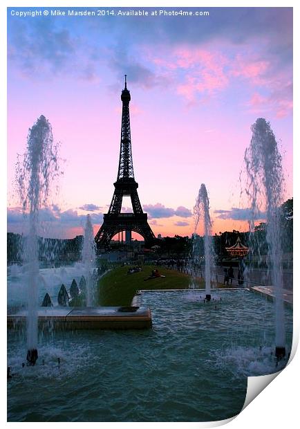  Tour Eiffel at Sunset Print by Mike Marsden