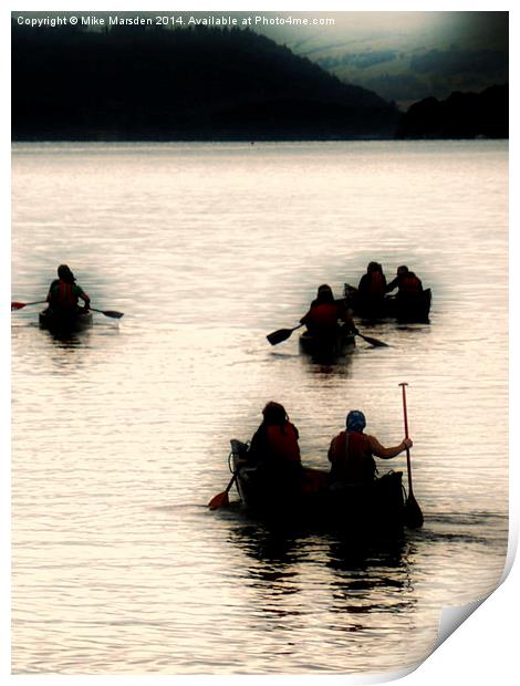  Canoeists on Lake Windermere Print by Mike Marsden