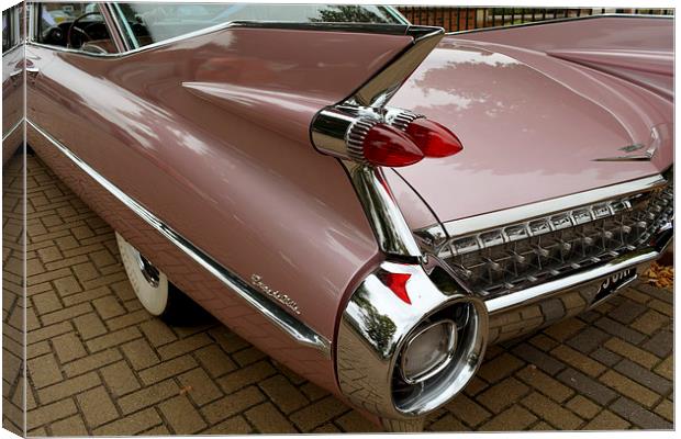 1959 Cadillac Coupe De Ville Tail fin detail  Canvas Print by graham young