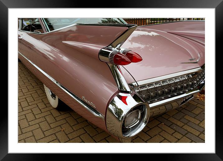 1959 Cadillac Coupe De Ville Tail fin detail  Framed Mounted Print by graham young