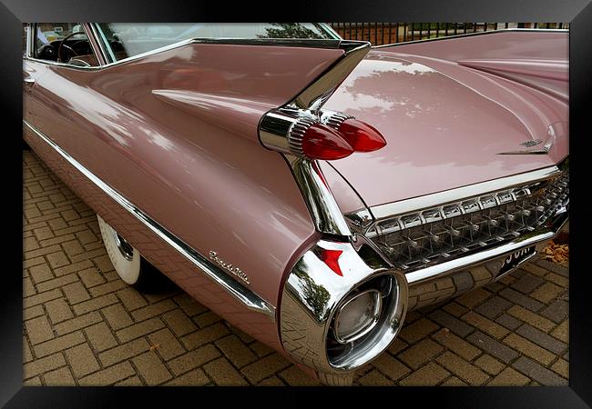 1959 Cadillac Coupe De Ville Tail fin detail  Framed Print by graham young