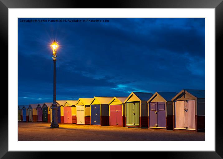 Hove Beach Huts at Night Framed Mounted Print by Martin Parratt