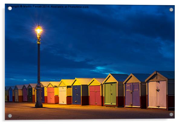 Hove Beach Huts at Night Acrylic by Martin Parratt