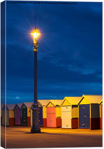  Hove Beach Huts at Night Canvas Print by Martin Parratt