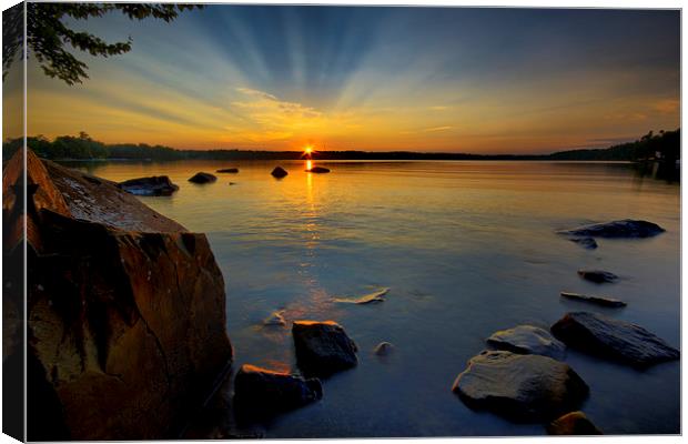  Lakeside Sunset Canvas Print by Shaun White