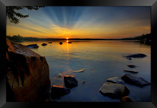  Lakeside Sunset Framed Print by Shaun White