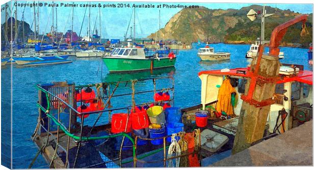  fishing boat in Ilfracombe harbour,Devon Canvas Print by Paula Palmer canvas