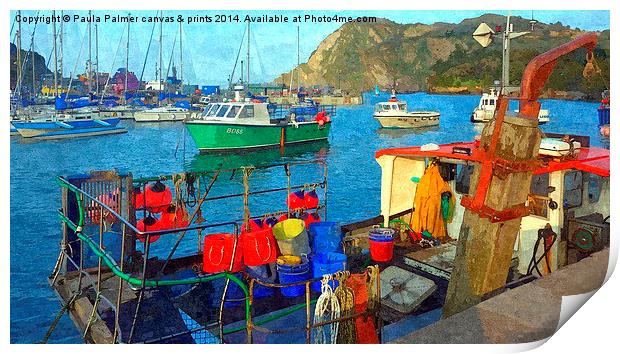 fishing boat in Ilfracombe harbour,Devon Print by Paula Palmer canvas