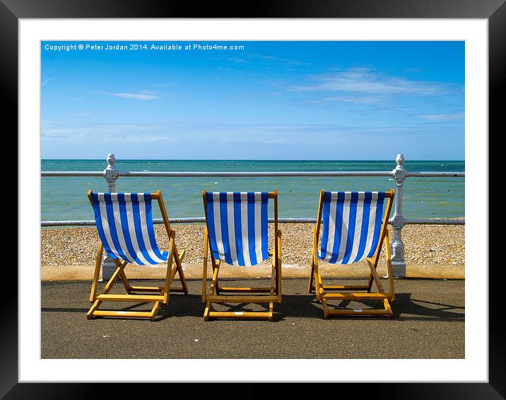  Deckchairs Seaside Sussex Framed Mounted Print by Peter Jordan