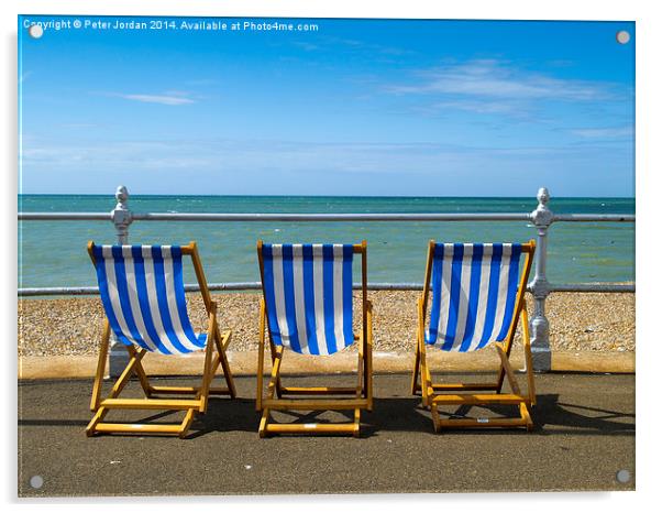 Deckchairs Seaside Sussex Acrylic by Peter Jordan
