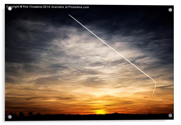  Plane sunset Acrylic by Rob Chadwick