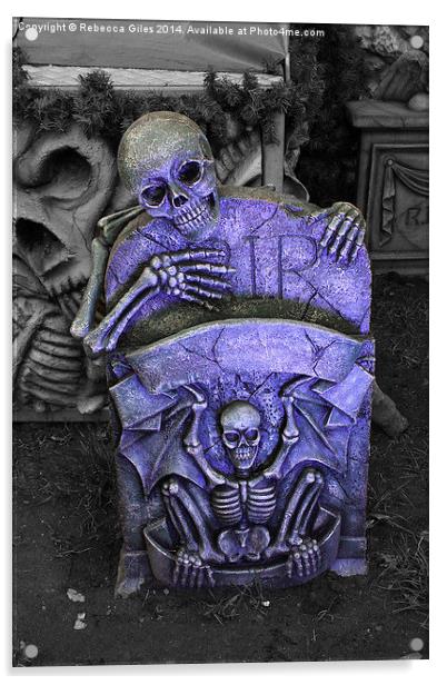  R.I.P tombstone Acrylic by Rebecca Giles