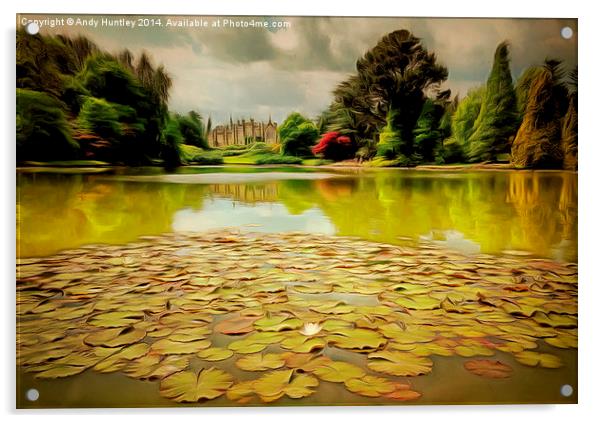  Lily pads on Lake at Sheffield Park Acrylic by Andy Huntley