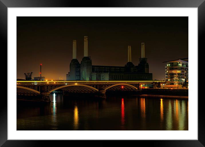  Battersea Power Station at Night Framed Mounted Print by Dean Messenger