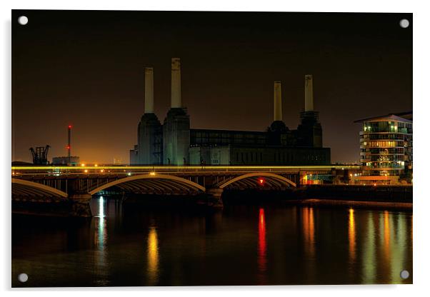  Battersea Power Station at Night Acrylic by Dean Messenger