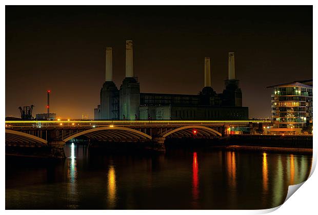  Battersea Power Station at Night Print by Dean Messenger