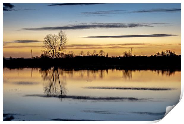 Flooded Levels in Somerset  Print by Bob Small