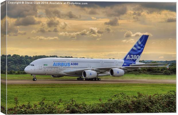  Airbus A380 - Evening Taxi Canvas Print by Steve H Clark