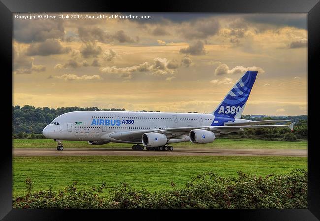  Airbus A380 - Evening Taxi Framed Print by Steve H Clark