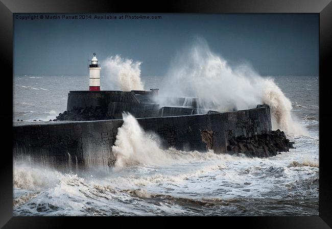  Stormy Sea at Newhaven Lighthouse Framed Print by Martin Parratt