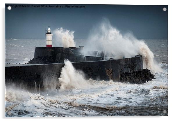 Stormy Sea at Newhaven Lighthouse Acrylic by Martin Parratt