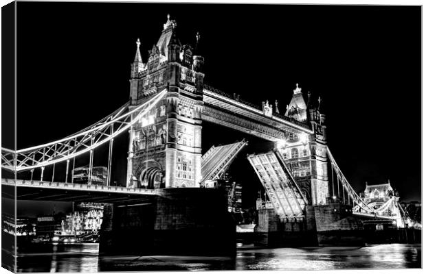 Tower Bridge Opening Canvas Print by David Pyatt