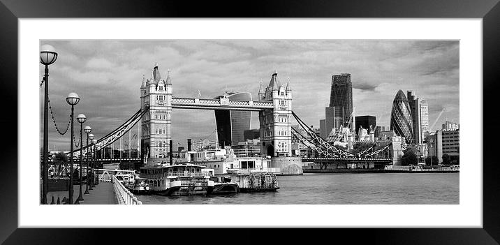 Tower Bridge City of London bw  Framed Mounted Print by David French
