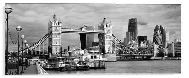 Tower Bridge City of London bw  Acrylic by David French