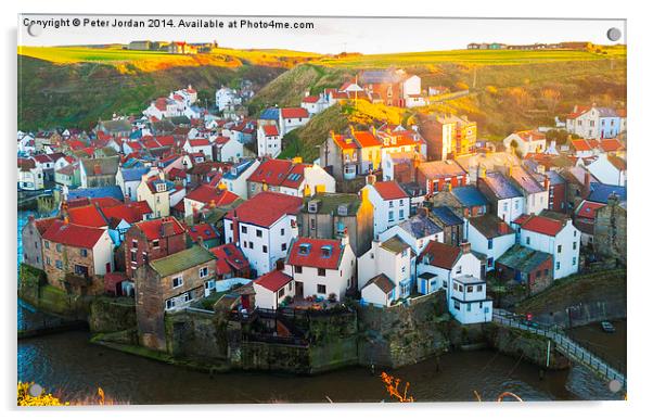  Staithes Fishing Village Evening Acrylic by Peter Jordan