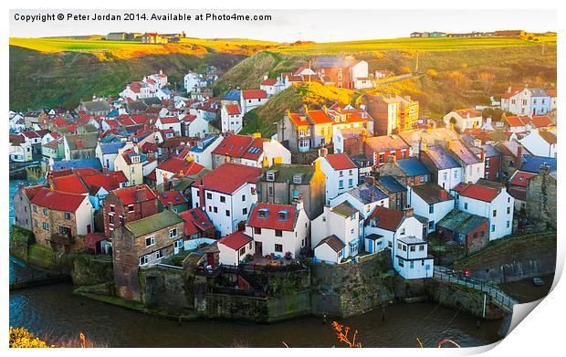  Staithes Fishing Village Evening Print by Peter Jordan