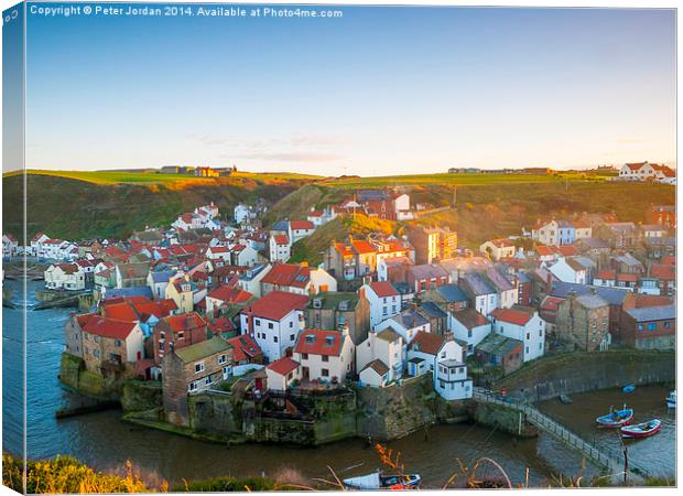  Staithes Fishing Village Evening Canvas Print by Peter Jordan