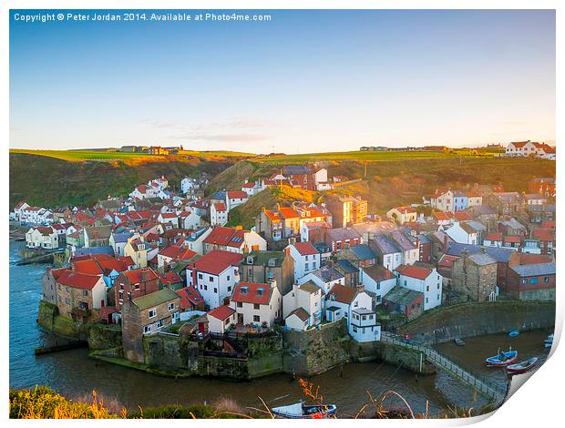  Staithes Fishing Village Evening Print by Peter Jordan