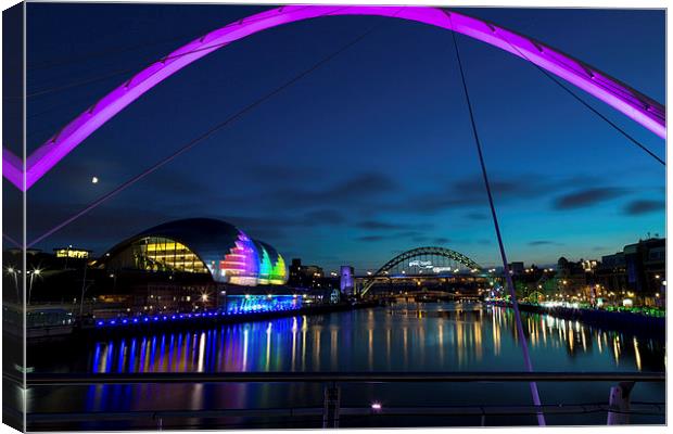  Tyne at Night Canvas Print by Ron Sayer