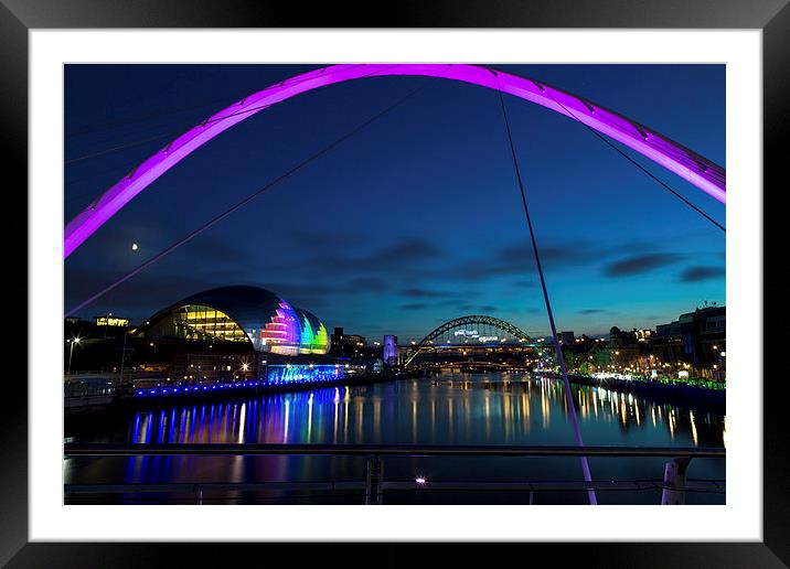  Tyne at Night Framed Mounted Print by Ron Sayer