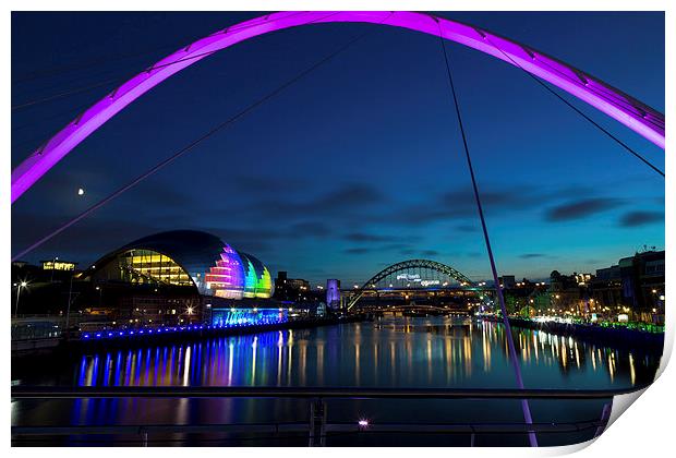  Tyne at Night Print by Ron Sayer