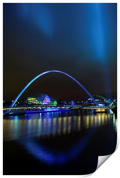  Tyne Bridge Night Reflections Print by Ron Sayer