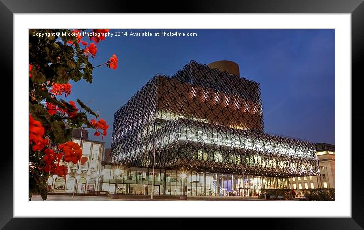Birmingham Library By Night Framed Mounted Print by rawshutterbug 