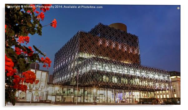 Birmingham Library By Night Acrylic by rawshutterbug 
