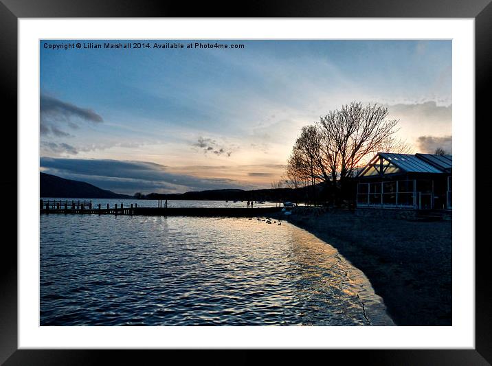  Sunset over Lake Coniston. Framed Mounted Print by Lilian Marshall