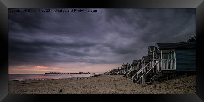  Moody Sky over Wells Beach Framed Print by Simon Gray