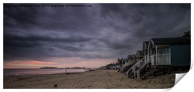  Moody Sky over Wells Beach Print by Simon Gray
